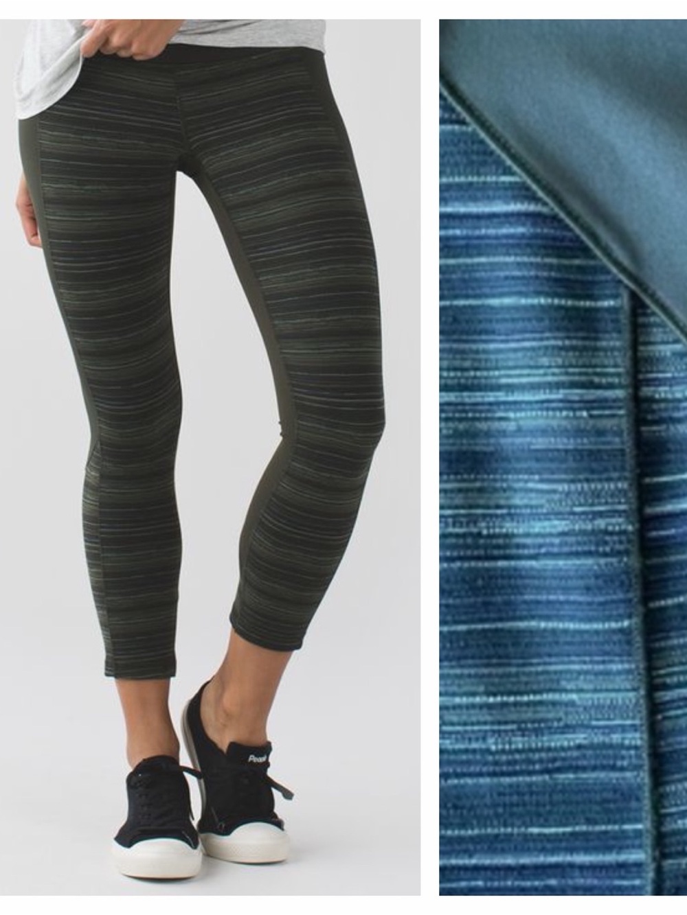 Lululemon Athletica Give Me Qi Crop Cyber Stripe Gator Green Crpped Legging 4